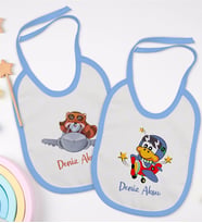 BK Kids Kişiye Özel Sevimli Pilot Tasarımlı 2’li Mavi Mama Önlüğü-1
