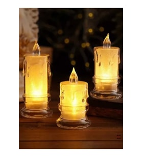 LEDLİ PİLLİ 3LÜ SET MUM GÖRSELLİ GECE LAMBASI