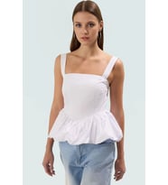 Fitted Bluz Kolsuz Kare Yaka Dacron Dokuma Yazlık Zarifane Tasarım Kaliteli İşçilik (Beyaz)