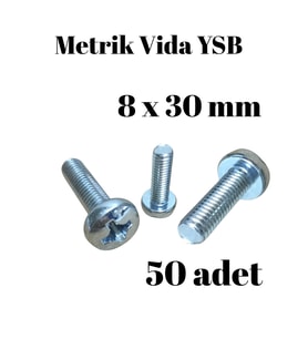 Metrik Vida Ysb 8x30 mm 50 Adet Yıldız Silindir Başlı Vida