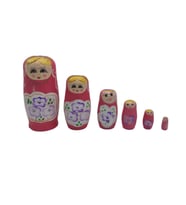 Ahşap Matruşka Bebek 6 lı Set Pembe (Karışık)