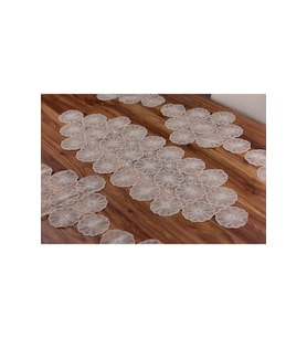 Amerikan Servis Supla Ve Runner Set 6 Kişilik Nakışlı 7 Parça Çeyizlik Takımı (Gri)