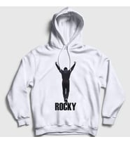 Presmono Unisex Beyaz Training Film Rocky Kapüşonlu Sweatshirt 250540tt