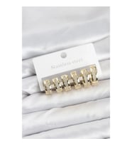 Mey İthalat® 316L Çelik Gold Renk Zirkon Taşlı Halka Küpe Seti
