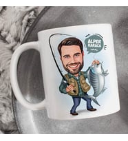 Kişiye Özel Balıkçı Erkek Karikatürlü Bardak
