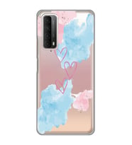 Huawei P Smart 2021 Uyumlu Kalp Desenli Şeffaf Telefon Kılıfı