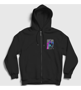 Presmono Unisex Siyah Colors Band Maneskin Fermuarlı Kapüşonlu Sweatshirt 356863tt