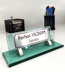 Hediye İsimlik Kristal Masa İsimliği Ofis Hediyesi M532-YGümüş