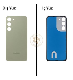 Samsung Galaxy S23 Plus Yeşil Renk Arka Kapak Arka Cam Batarya Kapağı Pil Kapağı Lazer Kesim Back Cover Galaxy S23 Plus Uyumlu