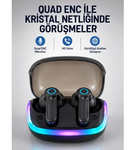 Bluetooth 5.4 Kablosuz KulaklıkQuad ENC Mikrofonlu TWS Kulaklık