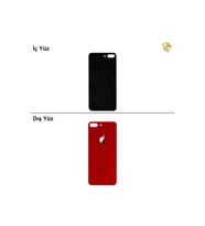 iPhone 8 PLUS Kırmızı Renk Arka Kapak Arka Cam Batarya Kapağı Lazer Kesim Kapak Pil Kapağı