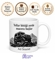 Arazi Aracı Silüetli İsimli Baskılı Kupa Bardak Offroad Hediye