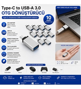 ScHitec Type-C to UsbA 3.0 OTG Dönüştürücü 10 Adet