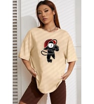 Unisex Nasa Baskılı T-shirt (Bej)
