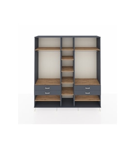 Hyperion Dolap 11 Raflı 4 Çekmeceli 2 Askılı 220x44x243 Antrasit-Çam/Antrasit