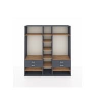 Hyperion Dolap 11 Raflı 4 Çekmeceli 2 Askılı 220x44x243 Antrasit-Çam/Antrasit