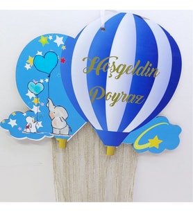 Ahşap Bebek Kapı Süsü Balon Tasarımlı Uv Baskılı-