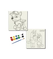 Okul Etkinliği-2'li Tuval Boyama Seti. 20x20 Cm Uv Baskı 6 Akrilik Boya 1 Fırça-model-310