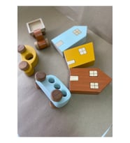 Montessori Ahşap Ev ve Araba Seti - 6'lı Eğitici Oyuncak Set