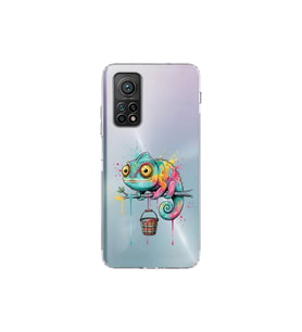 Xiaomi Mi 10 T ile Uyumlu Splash Bukalemun Tasarımlı Şeffaf Silikon Kılıf