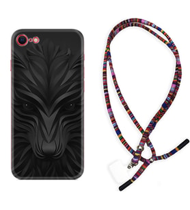 Apple iPhone 5 6 7 8 Plus Se XR Kılıf Boyun Asklı Rasta Silikon Black Fox 1325