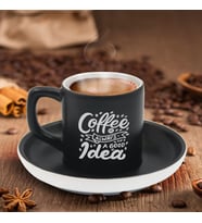 BK Gift Kişiye Özel Coffe Tasarımlı Siyah Renk Türk Kahvesi Fincanı-11, Arkadaşa Hediye, Sevgiliye Hediye, Yıl Dönümü Hediyesi
