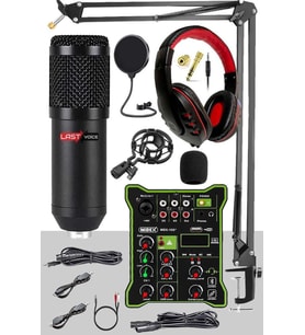 Lastvoice BM800 Functional Paket-1 Stüdyo Mikrofon Ses Kartlı Mikser Kulaklık Stand