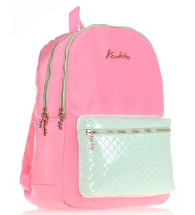 Kaukko Bright Pembe Su Yeşili Okul ve Günlük Sırt Çantası - Kız Çocuk - Kapitone Rose