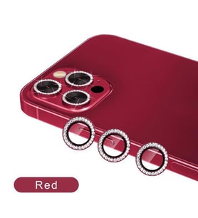 Binano Iphone 11 Pro/11 Pro Max/12 Pro Taşlı Kırmızı Kamera Koruyucu