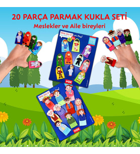 2 Set - 20 Parça Tox Aile Üyeleri ve Meslekler 20 Parça Parmak Kukla T752 T761