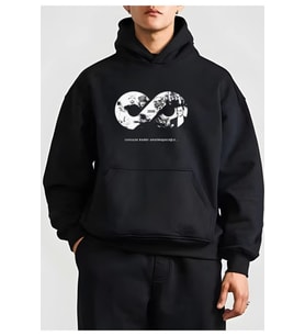 10 Kasıma Özel Üç İplik Kapşonlu Baskılı SweatShirt - Siyah