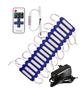 20 Adet 24 Volt 2 Watt Mavi Cob Led Modül 12A Tek Renk RF Dimmer 2A Priz Tipi Adaptör Set