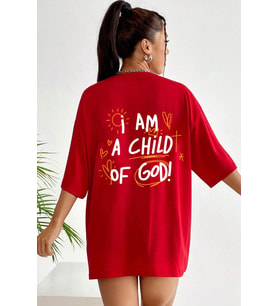 Of God Baskılı Unisex Oversize Tshirt (A.Kırmızı)