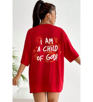 Of God Baskılı Unisex Oversize Tshirt (A.Kırmızı)