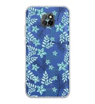 PrintiFy General Mobile GM 20 Uyumlu Kamera Korumalı Floral Su Yeşili Tasarımlı Şeffaf  Kılıf