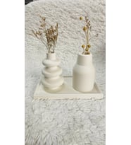 3 lü Kare Tabaklı İskandinav ve Bohem Model Vazo Dekorasyon Set