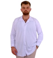 Mode XL Büyük Beden Erkek Gömlek Apas Yaka Uzun Kol JAKAR U24381 Beyaz