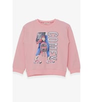 Breeze Kız Çocuk Sweatshirt Pullu Baskılı 9-14 Yaş, Pudra