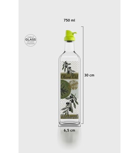 Renga Oslo Desenli 750 ml Yeşil Kapaklı Cam Yağlık 152012