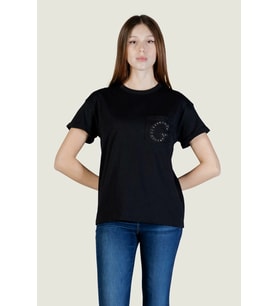 Guess Kısa Kollu Bisiklet Yaka Cepli G Logolu Kadın Siyah T-shirt W6GI17K3037-JBLK