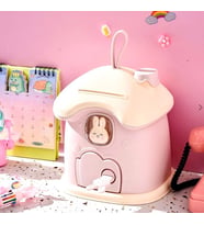 Sevimli Tavşanın Evi Temalı Kumbara  Pembe