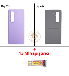 Infinix Hot 50 Pro Plus Mor Uyumlu Arka Kapak + B7000 Yapıştırıcı Arka Cam Batarya Pil Kapağı