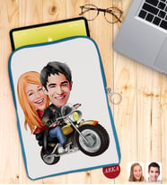 BK Gift Kişiye Özel Sevgililer Karikatürlü Taşınabilir Koruyucu Tablet Kılıfı & Organizer Çanta - Mavi-17