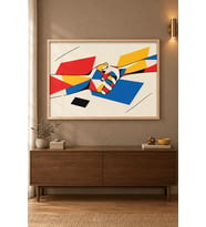 El Sıkışma Bauhaus Anlaşma Ahşap Çerçeveli Duvar Tablosu