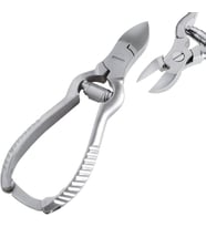 Çift Yaylı Tırnak Makası, 14 cm, Paslanmaz Çelik, Kilit Mekanizmalı, Metalik Gri, MB-TIM-001