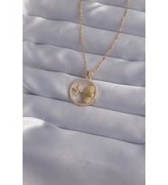 316L Çelik Zincir Gold Renk Zirkon Taşlı Yıldız Figürlü Oval Kolye