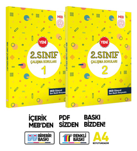 MEB İlkokul 2.Sınıf Çalışma Soruları 1 ve 2 Tüm Dersler Kazanım Pekiştirme Kitap Seti BASKI ÜCRETİ
