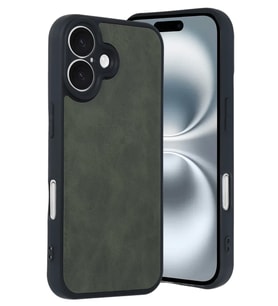 iPhone 16 Kılıf Aras Deri Kapak - Koyu Yeşil