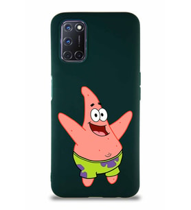 Oppo A92 Soft Premier Kapak Patrick Yıldız Tasarımlı Silikon Kılıf - Yeşil (Şeffaf)