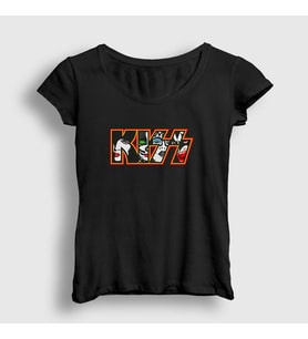 Presmono Kadın Siyah Logo V2 Kiss T-Shirt 91518tt